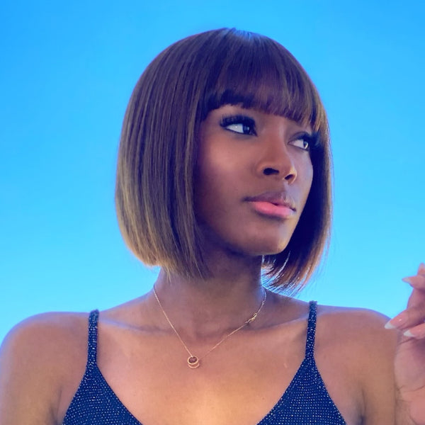 Glueless Short Bob Wig With Bangs - US ONLY