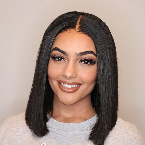 Smooth Blunt Cut 13x4 Frontal Lace Bob Wig 100% Human Hair | Silky Straight - US Only