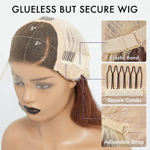 Brown Blonde Ombre Body Wave 5x5 Closure HD Lace Glueless Side Part Wig 100% Human Hair