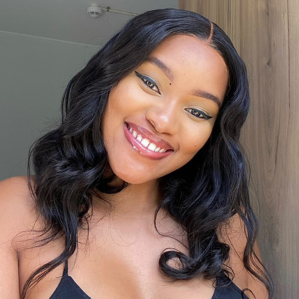 Natural Black Loose Wave Minimalist HD Lace Mid Part Glueless Long Wig 100% Human Hair - US Only