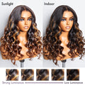 Beginner Friendly Brown Highlights Bouncy Loose Wave Glueless Minimalist HD Lace Wig - US Only