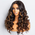 Beginner Friendly Brown Highlights Bouncy Loose Wave Glueless Minimalist HD Lace Wig - US Only