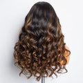 Beginner Friendly Brown Highlights Bouncy Loose Wave Glueless Minimalist HD Lace Wig - US Only