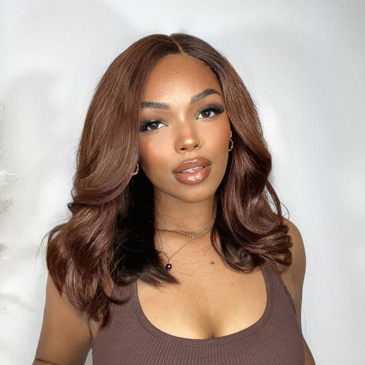 Brown with Black Peekaboo Loose Body Wave Glueless 5x5 Closure Lace Wig