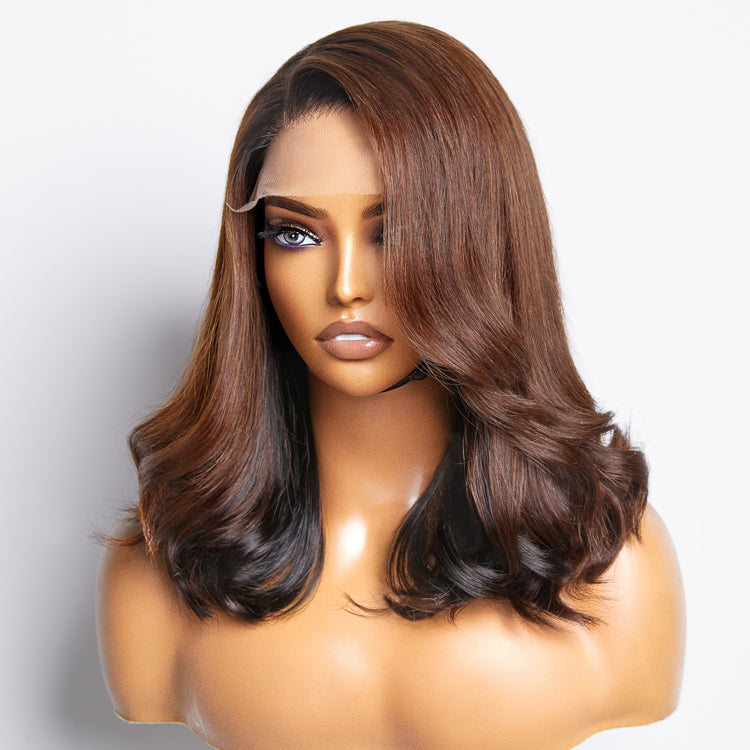 Brown with Black Peekaboo Loose Body Wave Glueless 5x5 Closure Lace Wig