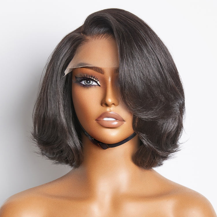 Weekly Special | Limited Design | Toffee Brown Mix Blonde / Natural Black Layered Cut Glueless 5x5 Closure Lace Bob Wig