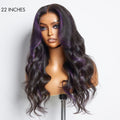 Purple Highlights Mid Part Loose Wave Glueless 5x5 Closure HD Lace Wig