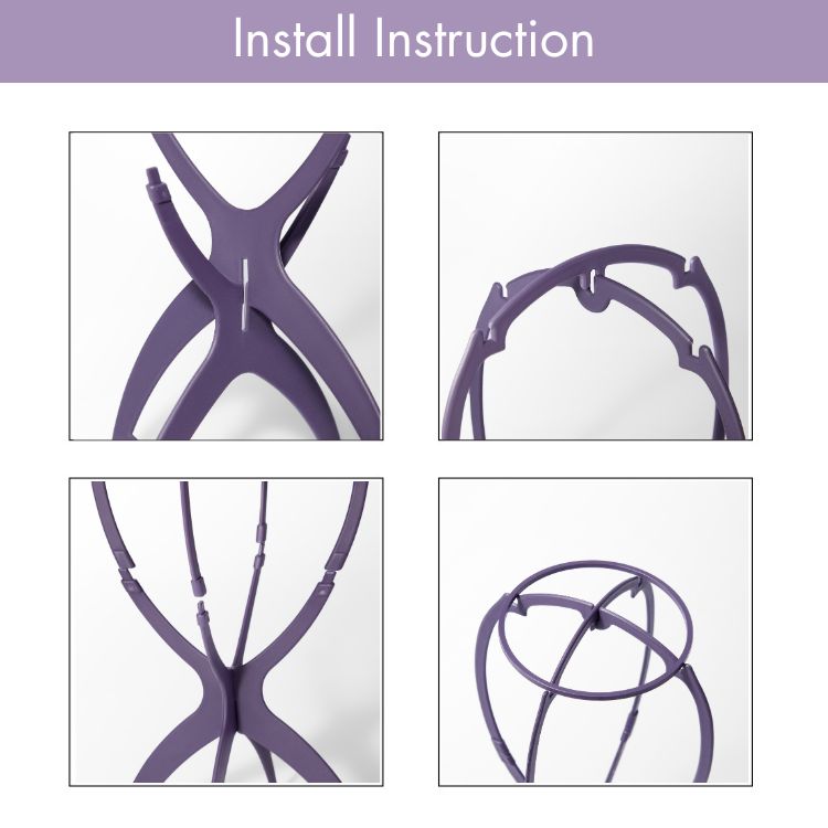 3pcs Portable Wig Stand Durable Collapsible Wig Holder for All Wig