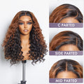 Classic and Chic Peekaboo Ombre Brown Water Wave Glueless 5x5 Closure Lace Curly Wig - US Only