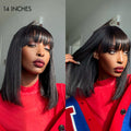 Weekly Special | Put On and Go Realistic Glueless Yaki Straight Bob with Bangs Minimalist Lace Wig 100% Human Hair