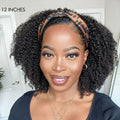 Exclusive Discount | Natural Black Jerry Curly No Lace Glueless Free Part Long Headband Wig 100% Human Hair (Get Free Trendy Headbands)