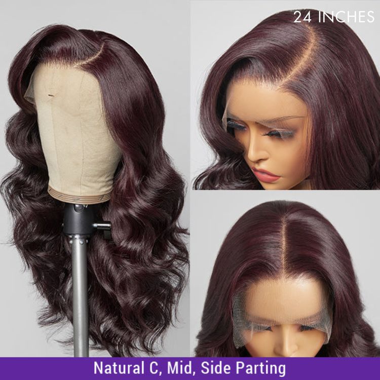 Final Restock | Classic Dark Plum Body Wave Glueless 5x5 Closure HD Lace Long Wig - US Only