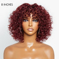 Special Deal | Beginner Friendly Dark Red Water Wave Glueless Minimalist Lace Curly Wig with Bangs