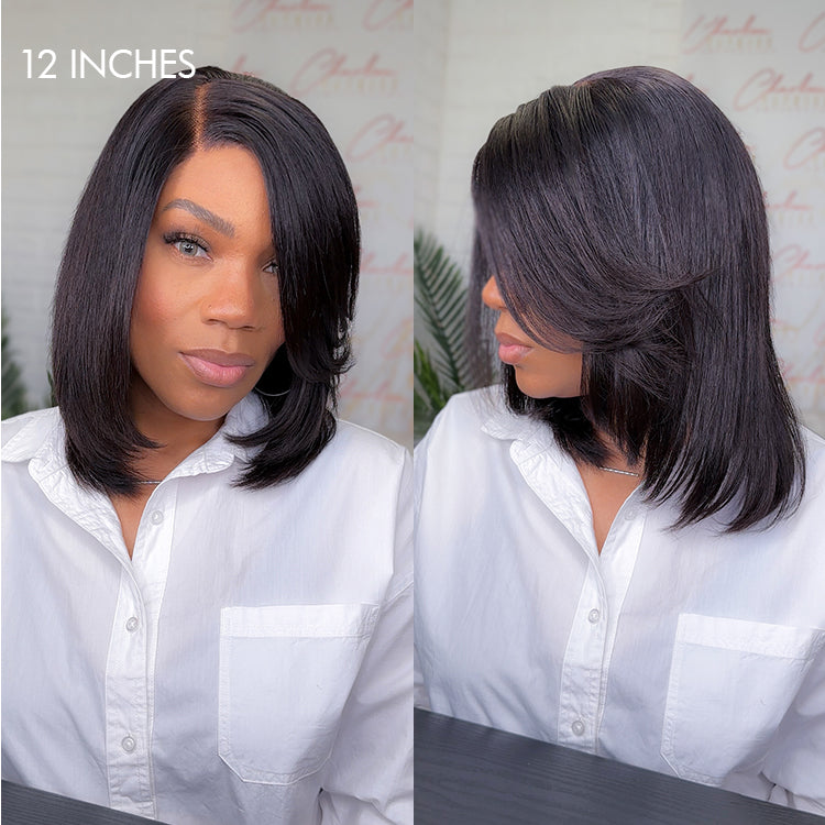 Final Restock | Shaggy Layered Cut Glueless 4x4 Closure Wig with Side-swept Bangs 100% Human Hair  - US Only