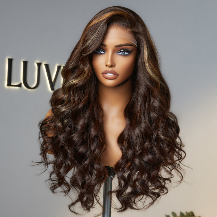 Fianl Restcok | Blonde Brown Highlight Water Loose Wave 5x5 Closure Lace C Part Long Wig - US Only