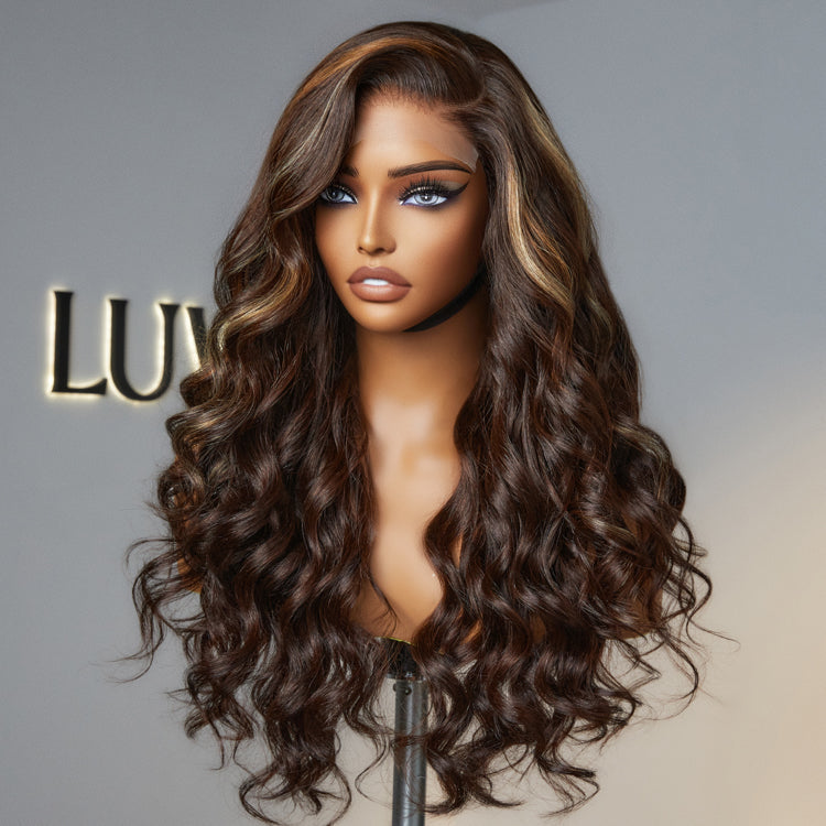 Fianl Restcok | Blonde Brown Highlight Water Loose Wave 5x5 Closure Lace C Part Long Wig - US Only