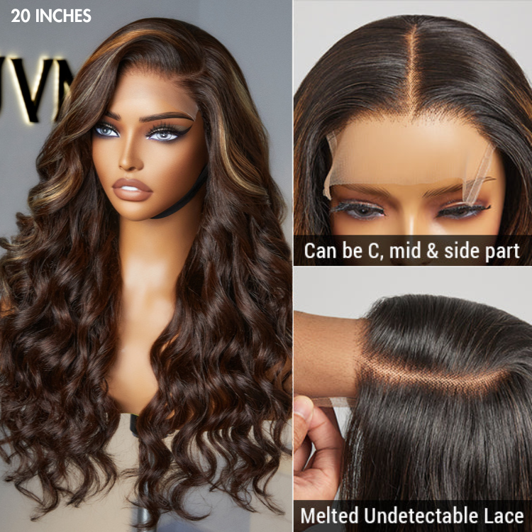 Fianl Restcok | Blonde Brown Highlight Water Loose Wave 5x5 Closure Lace C Part Long Wig - US Only