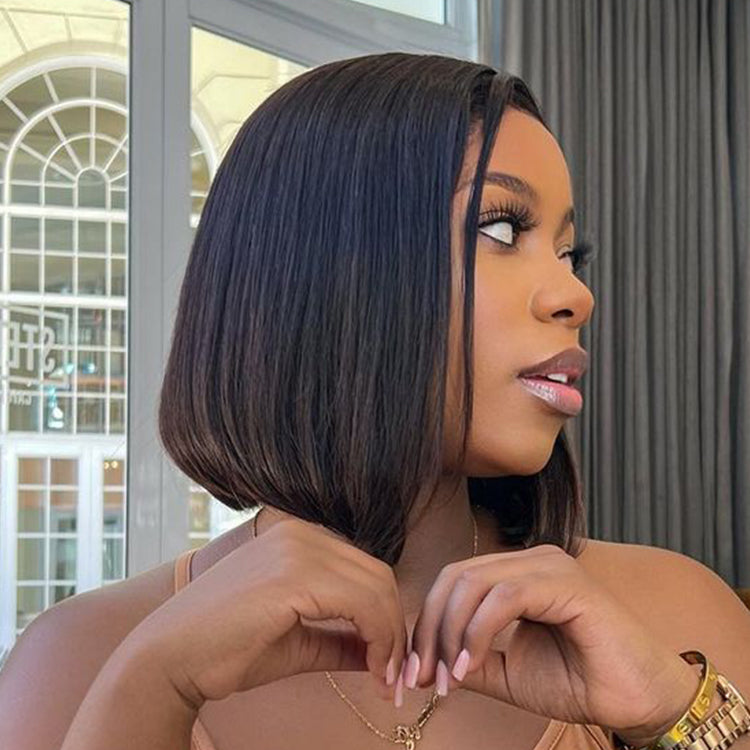 Glueless 13x4 Frontal Lace Ear to Ear Silky Straight C Part Bob Wig Pre-bleached - US Only