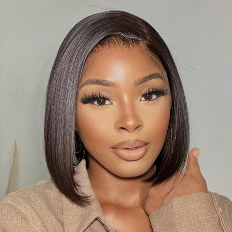 Glueless 13x4 Frontal Lace Ear to Ear Silky Straight C Part Bob Wig Pre-bleached - US Only