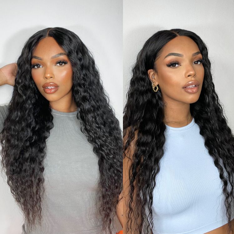 Boho-Chic | Flowy Bohemian 5x5 Closure Lace Glueless Mid Part Long Curly Wig 100% Human Hair - US Only