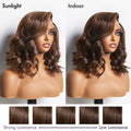 Ombre Brown Loose Wave Minimalist HD Lace Glueless C Part Short Wig 100% Human Hair  - US ONLY