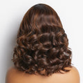 Ombre Brown Loose Wave Minimalist HD Lace Glueless C Part Short Wig 100% Human Hair  - US ONLY