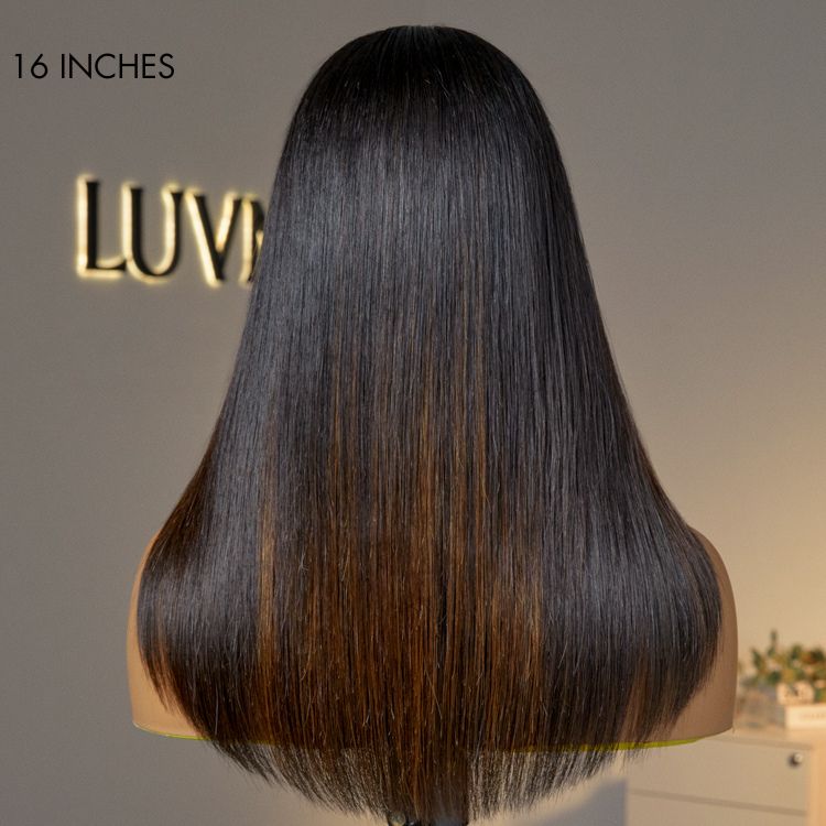 Luxurious Combo Color Highlights Silky Layered Cut Glueless 5x5 Closure HD Lace Wig