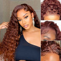 Fianl Restcok | Casual Reddish Brown Curly 5x5 Closure Lace Glueless Mid Part Long Wig - US Only