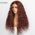 Fianl Restcok | Casual Reddish Brown Curly 5x5 Closure Lace Glueless Mid Part Long Wig - US Only