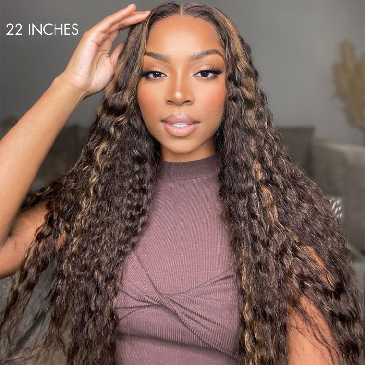 Boho-Chic | Flowy Bohemian 5x5 Closure Lace Glueless Mid Part Long Curly Wig 100% Human Hair - US Only