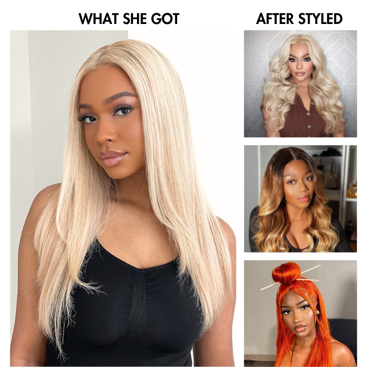 22 Inch=$159.9 | PreMax Wigs | Easily Redyed 613 Silky Straight 5x5 Closure HD Lace Glueless Mid Part Long Wig 100% Human Hair