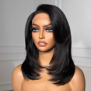 Final Restock | Shaggy Layered Cut Glueless 4x4 Closure Wig with Side-swept Bangs 100% Human Hair  - US Only