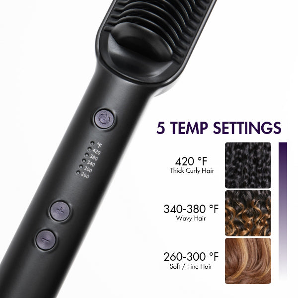 US Only | Hair Straightener Comb with US Plug, Built-in Ceramic Heating Plate, 20s Fast Heating & 5 Temp Settings & Anti-Scald for Professional Salon at Home | Add-on Item