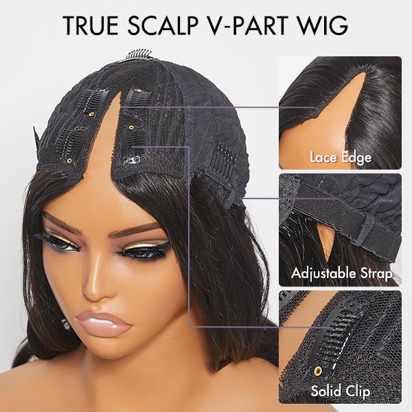 Exclusive Sale | Protective V Part Glueless Long Wig 100% Human Hair (Kinky Straight / Body Wave / Jerry Curly)