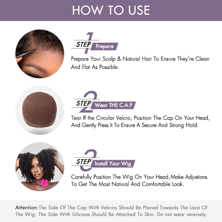 2pcs LUVME Reusable Non-Slip Wig Cap, Wig Gripper for Keeping Wigs Lace Front in Place