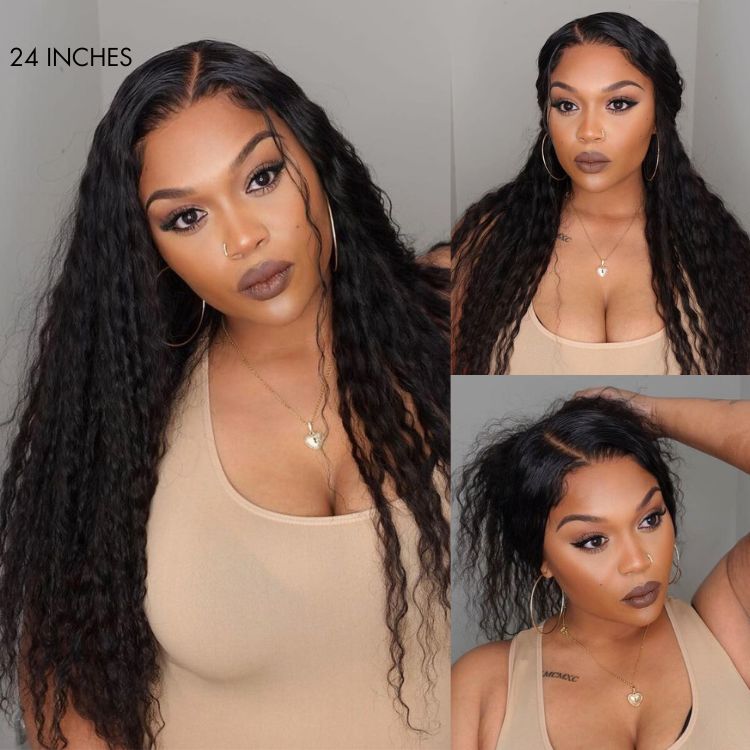 Boho-Chic | Flowy Bohemian 5x5 Closure Lace Glueless Mid Part Long Curly Wig 100% Human Hair - US Only