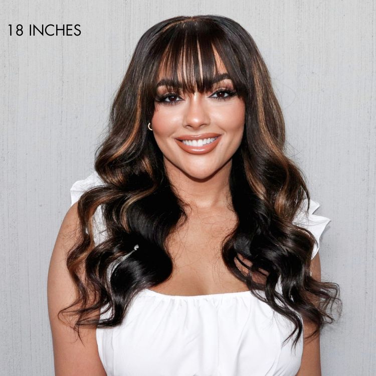 Blonde Highlight Loose Wave Glueless 5x5 Closure Lace Wig with Cute Bangs - US Only