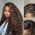 Real Max™ - Chestnut Brown Highlights Funmi 7x6 Closure HD Lace Long Curly Wig Breathable Cap