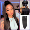 Exclusive Sale | Straight / Body Wave / Kinky Curly / Yaki Straight / Kinky Straight Clip in Hair Extensions Real Human Hair Pieces 135g 9pcs / 7pcs with Free Gift