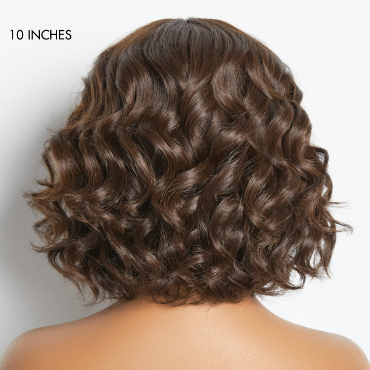 Weekly Special | Beginner Friendly Brown Loose Wave Glueless Minimalist Lace Shoulder Length Wavy Bob Wig with Bangs