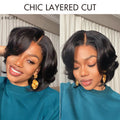 Exclusive Sale | 1 SEC INSTALL WIG | Elegant Boss Vibe Short Pixie Cut Natural Black / Ombre Brown Glueless Minimalist HD Lace Wig Pre Cut Lace