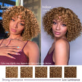 Lightweight Sun-kissed Vibe Blonde Short Cut Water Wave Glueless Minimalist Lace Curly Wig with Bangs