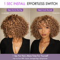 Lightweight Sun-kissed Vibe Blonde Short Cut Water Wave Glueless Minimalist Lace Curly Wig with Bangs