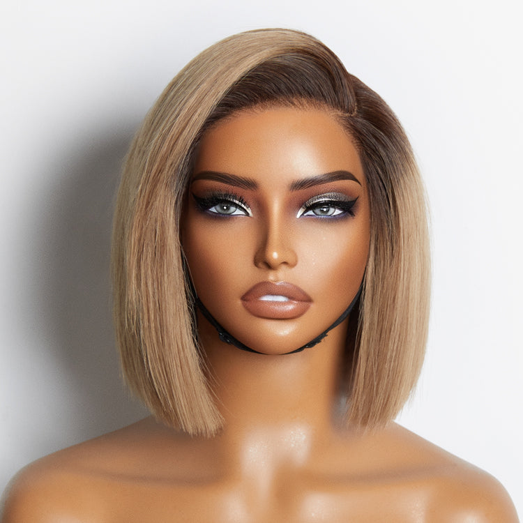 New Customers Only | Put On & Go Blunt Cut Straight Bob Minimalist HD Lace Glueless C Part Wig