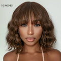 Weekly Special | Beginner Friendly Brown Loose Wave Glueless Minimalist Lace Shoulder Length Wavy Bob Wig with Bangs