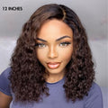 Final Restock | Ombre Brown Funmi Curly 5x5 Closure HD Lace Glueless Side Part Short Wig - US Only