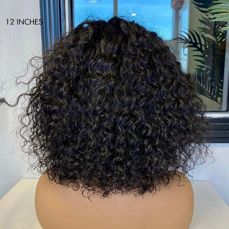 Exclusive Sale | Beginner Friendly Water Wave Minimalist Lace Glueless Short Wig with Bangs