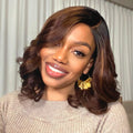 Ombre Brown Loose Wave Minimalist HD Lace Glueless C Part Short Wig 100% Human Hair  - US ONLY
