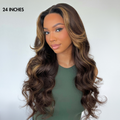 Breathable Cap Blonde Highlight Loose Wave Glueless 5x5 Closure HD Lace Wig with Curtain Bangs - US Only