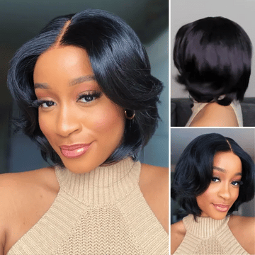 Exclusive Sale | 1 SEC INSTALL WIG | Elegant Boss Vibe Short Pixie Cut Natural Black / Ombre Brown Glueless Minimalist HD Lace Wig Pre Cut Lace